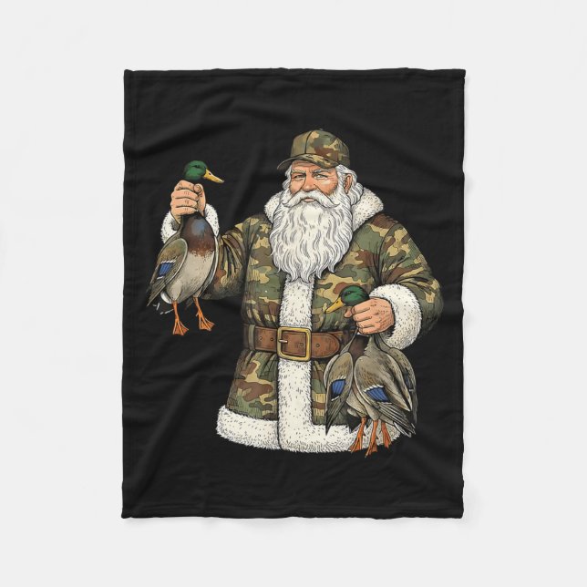 Couverture Polaire Camo Santa Mallard Duck Hunting Christmas Hunter G (Devant)