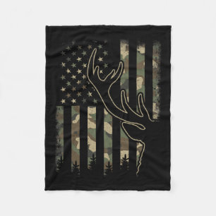 Couverture Polaire Camo Us Drapeau Elk Buck Camouflage Deer Chasse Ch