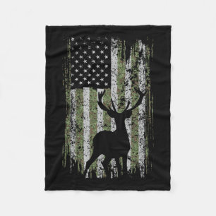 Couverture Polaire Camo Usa Drapeau Cerf Elk Buck Camoflage Chasse Po