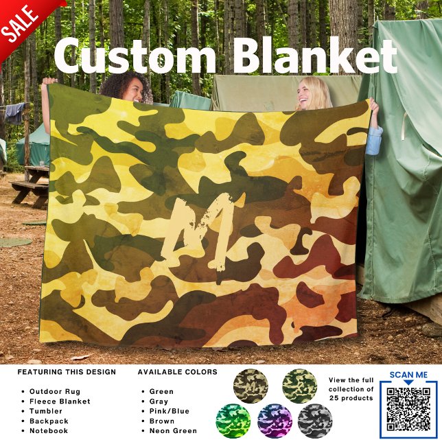 Couverture Polaire Camouflage Camouflage Ajouter Enfants Ados initiau (Créateur téléchargé)