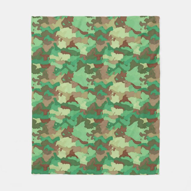 Couverture Polaire Camouflage Motif, vert, Brown et Tan (Devant)