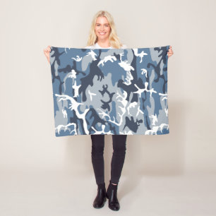 Couverture Polaire Camouflage neige hivernale bleue, Militaire, Armée