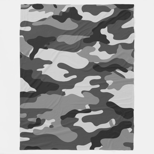 Couverture Polaire Camouflage noir et gris de l'armée, conception gra (Devant)