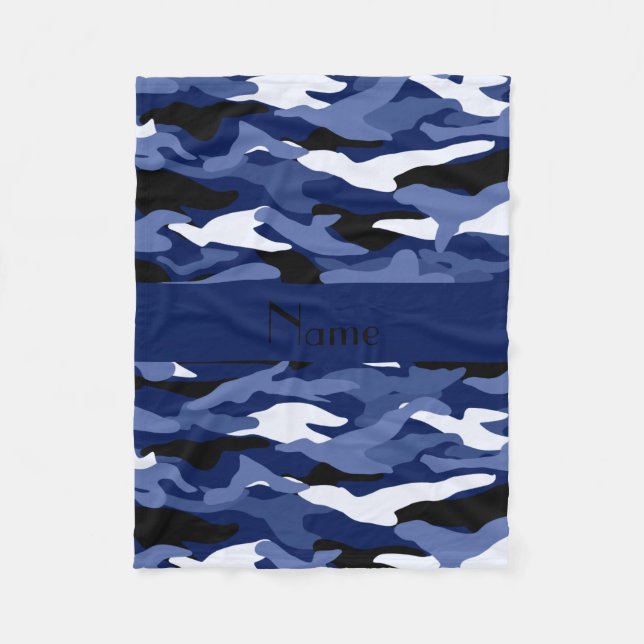 Couverture Polaire Camouflage nommé personnalisé de bleu marine (Devant)