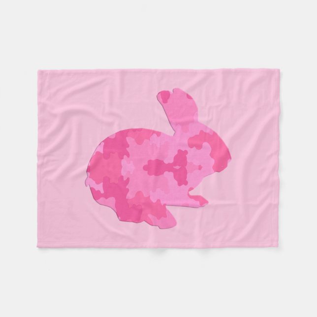 Couverture Polaire Camouflage rose Silhouette Bunny Blanche polaire (Devant (Horizontal))