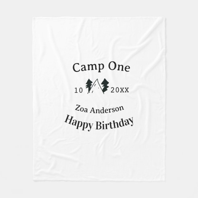 Couverture Polaire Camp un joyeux anniversaire nom date campingaventu (Devant)