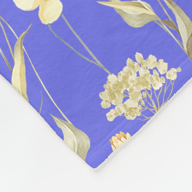 Couverture Polaire Campagne de prairie imprimé bleu (Coin)