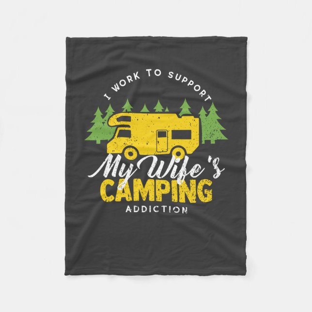 Couverture Polaire Camping - Addiction au camping de ma femme (Devant)