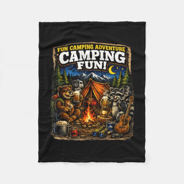 Couverture Polaire Camping aventure amusante feu de camp extérieur  (Devant)
