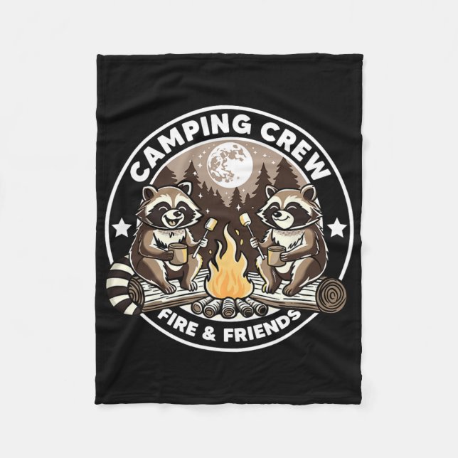 Couverture Polaire Camping Crew Hike Camping Campfire Raccoons Family (Devant)