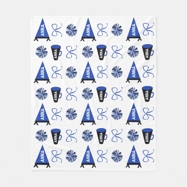 Couverture Polaire Camping de cheer bleu et noir Pom-Pom de cheerlead (Devant)