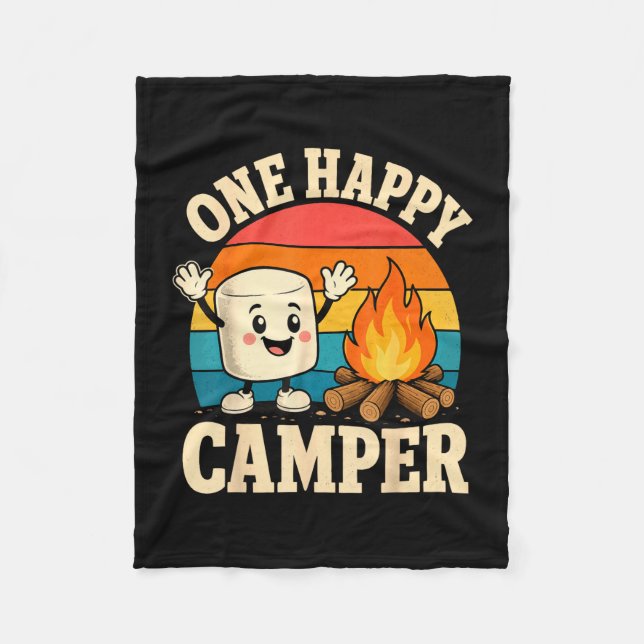 Couverture Polaire Camping enfants mignon feu de camp marshmallow  (Devant)