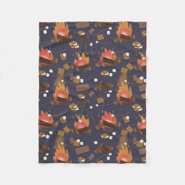 Couverture Polaire Camping Fire Outdoor Adventure & Marshmallows (Devant)