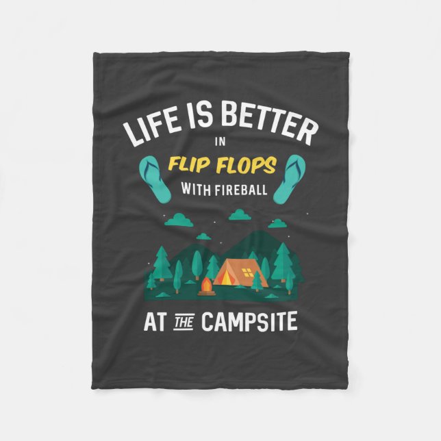 Couverture Polaire Camping - Flip Flops Avec Fireball (Devant)