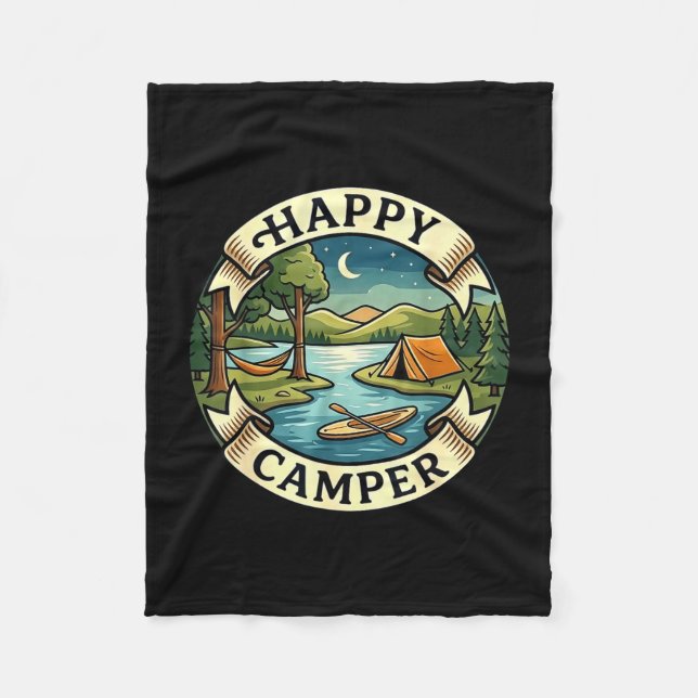 Couverture Polaire Campingueur heureux cherche aventure camping feu d (Devant)
