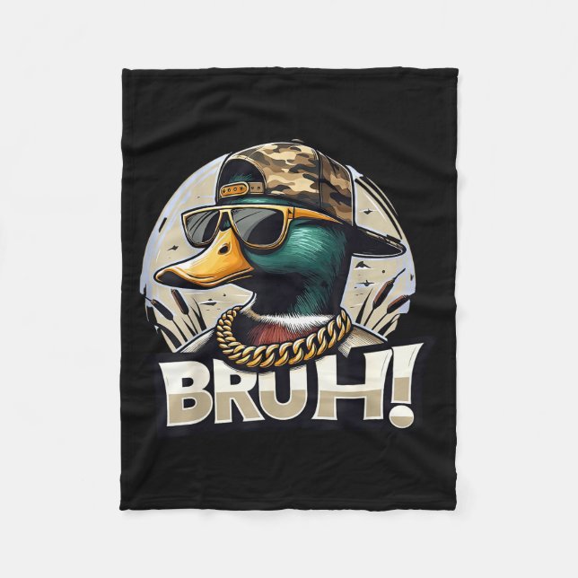 Couverture Polaire Canard colvert bruh humour de chasse drôle  (Devant)