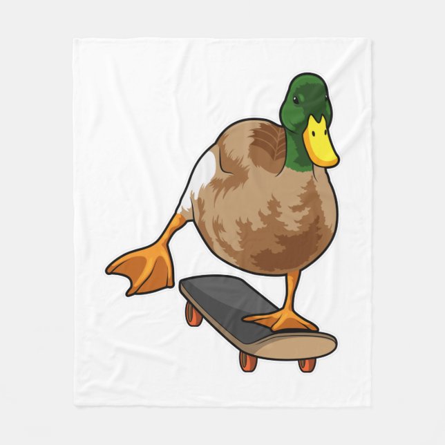 Couverture Polaire Canard comme patineur avec skateboard (Devant)