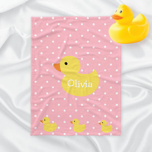 Couverture Polaire Canard Famille Pois Monogramme Bébé