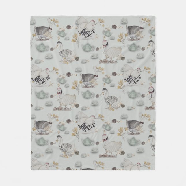 Couverture Polaire Canards de Haute Couture et poulets bébé (Devant)