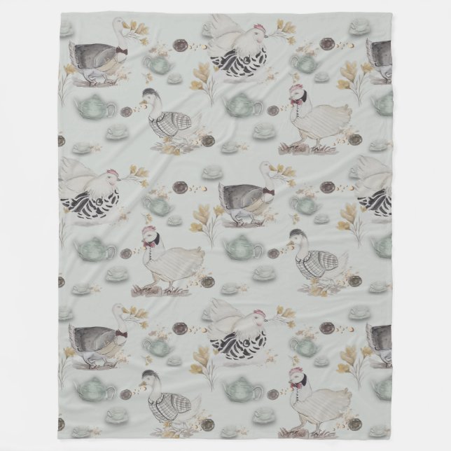 Couverture Polaire Canards de Haute Couture et poulets bébé (Devant)