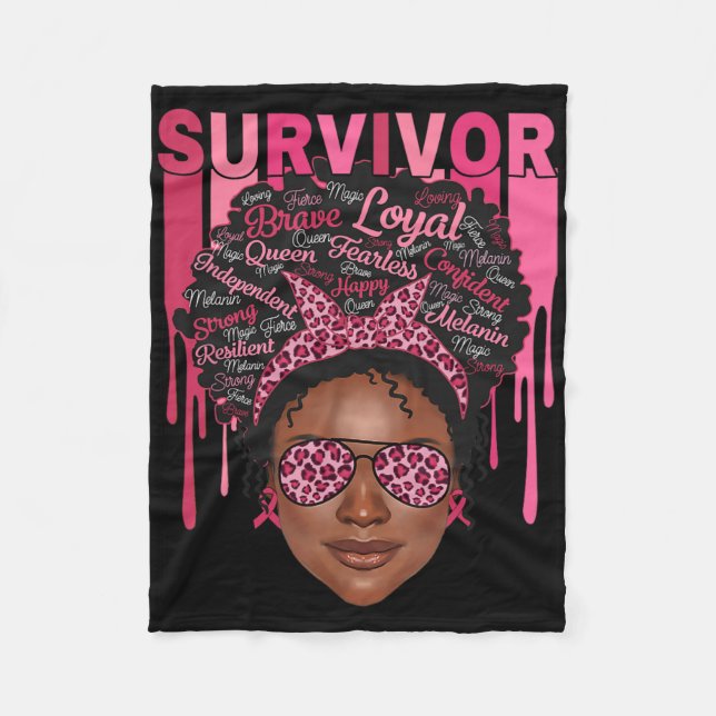 Couverture Polaire Cancer du sein Survivante Afro Queen Black Femmes  (Devant)