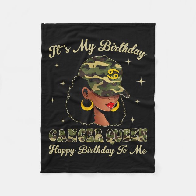 Couverture Polaire Cancer Queen Loc d Black Woman Camo Casquette Zodi (Devant)