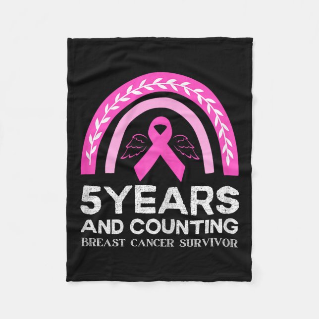 Couverture Polaire Cancer Survivant Tee 5 ans Cancer Sans Rose Rainb (Devant)