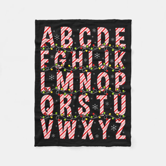Couverture Polaire Candy Cane Alphabet Christmas Lights Teacher Schoo (Devant)