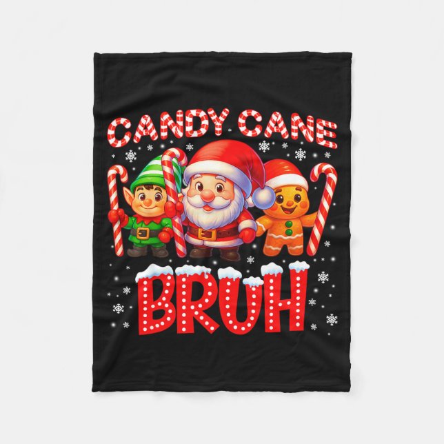 Couverture Polaire Candy Cane Bruh Cute Santa Elf Christmas Xmas Boy  (Devant)