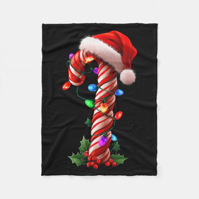 Couverture Polaire Candy Cane Christmas Design Boys Girls Kids Adults (Devant)