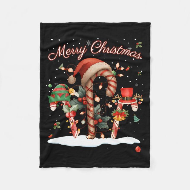Couverture Polaire Candy Cane Crew Christmas Elf Hat Santa Holiday De (Devant)