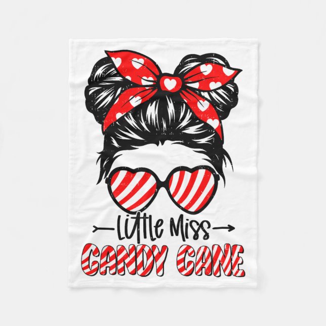 Couverture Polaire Candy Cane Messy Bun Girl Christmas Xmas Holiday G (Devant)