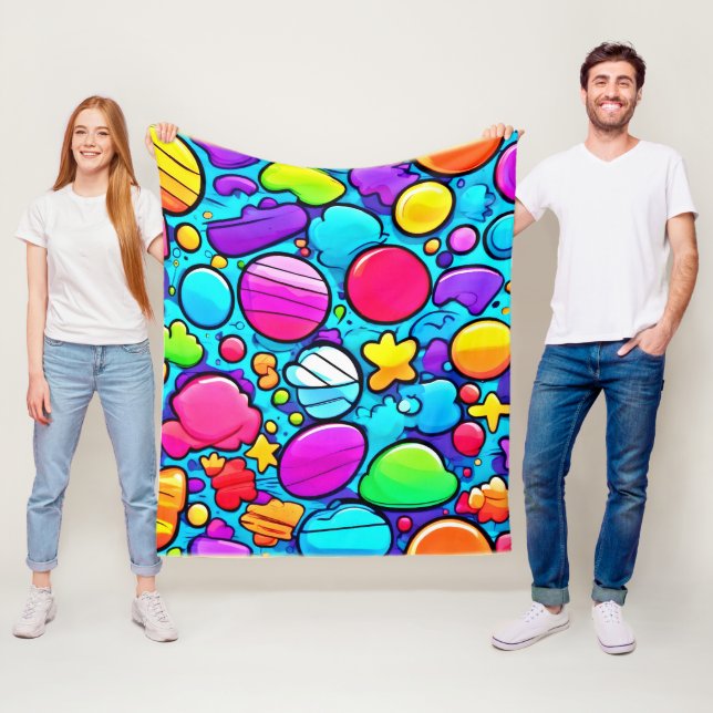 Couverture Polaire Candyland abstrait vibrant (En situation)