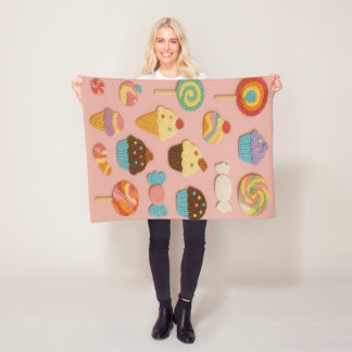 Couverture Polaire Candyland Faux Crochet Fleece Blanket-Kids&Nursery
