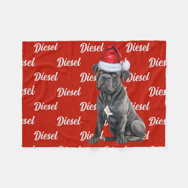 Couverture Polaire Cane Corso Chien avec nom Motif Noël (Devant (Horizontal))