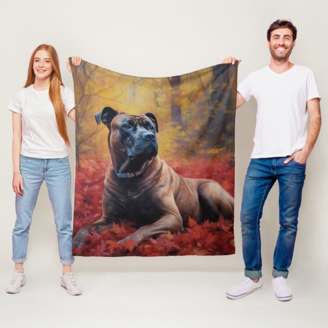 Couverture Polaire Cane Corso en automne Feuilles automne Inspire (En situation)