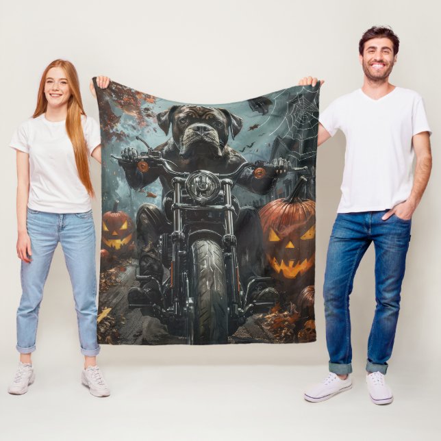 Couverture Polaire Cane Corso équitation Moto Halloween Effrayant (En situation)