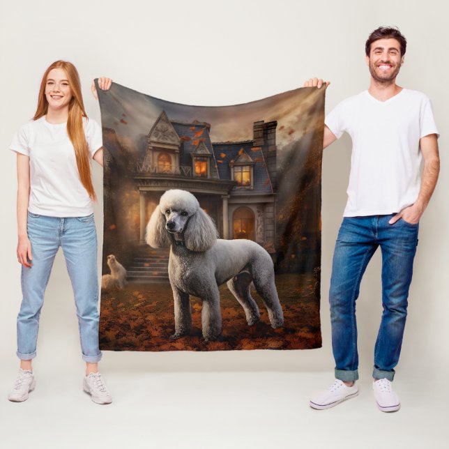Couverture Polaire Caniche Halloween Épouvantable (En situation)
