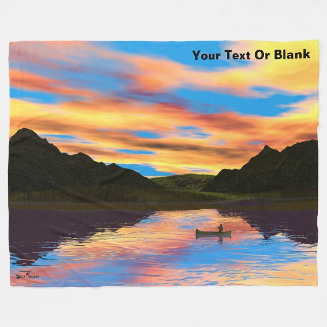 Couverture Polaire Canot Sur Sunset Lake Jeter Blanket (Devant (Horizontal))