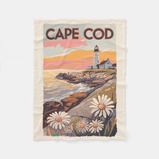 Couverture Polaire Cape Cod Massachusetts Art de voyage pictural Rétr (Devant)