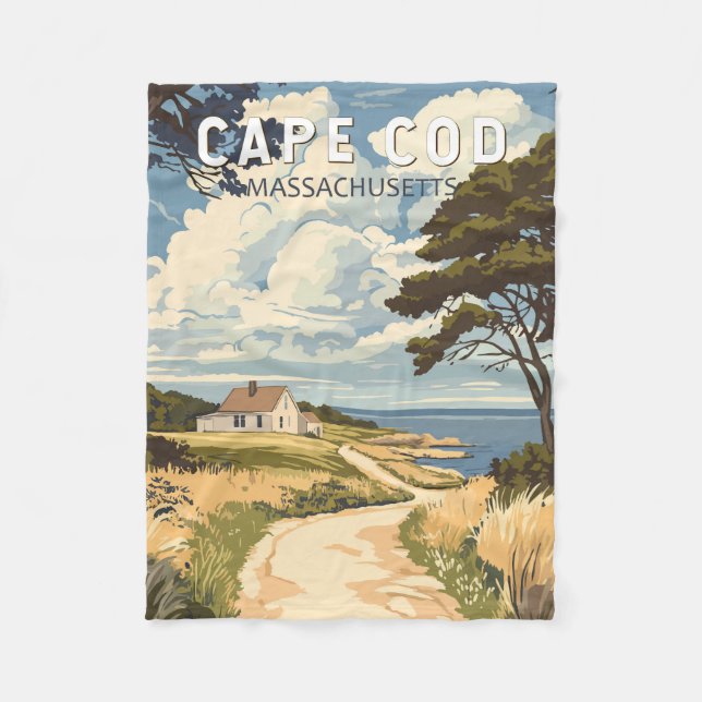 Couverture Polaire Cape Cod Massachusetts Travel Art Vintage (Devant)