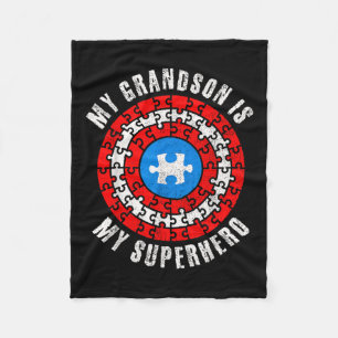 Couverture Polaire Capitaine Autisme Mon Petit-Fils Est Mon Superhéro