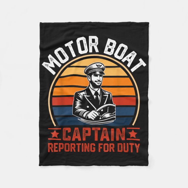 Couverture Polaire Capitaine de bateau à moteur drôle se présentant p (Devant)