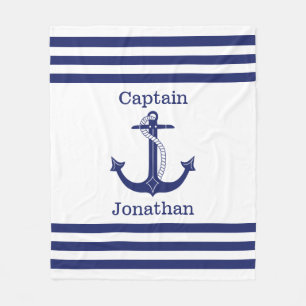 Couverture Polaire Capitaine nautique Blue Anchor Add Name