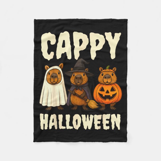 Couverture Polaire Cappy Halloween Funny Capybara Ghost Witch Pumpkin (Devant)