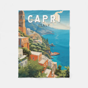 Couverture Polaire Capri Italie Travel Art Vintage