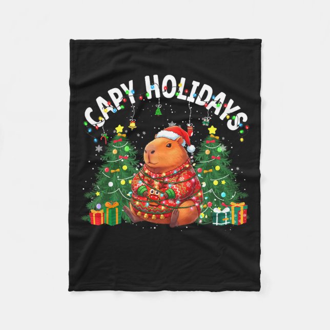 Couverture Polaire Capy Holidays Capybara Santa Hat Xmas Men Women Ki (Devant)