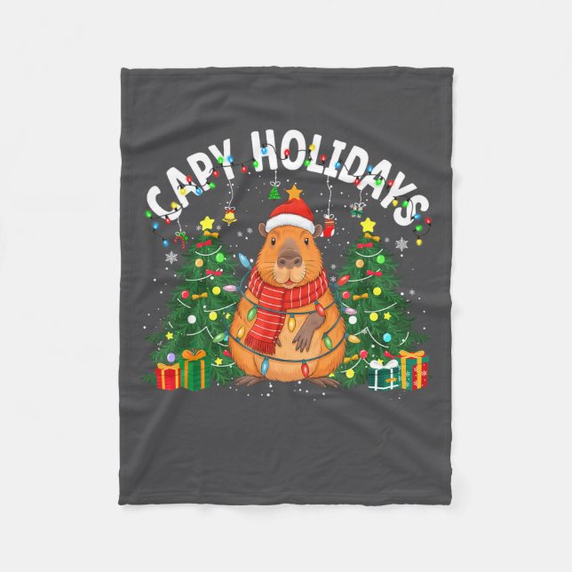 Couverture Polaire Capy Holidays Capybara Santa Hat Xmas Men Women Ki (Devant)