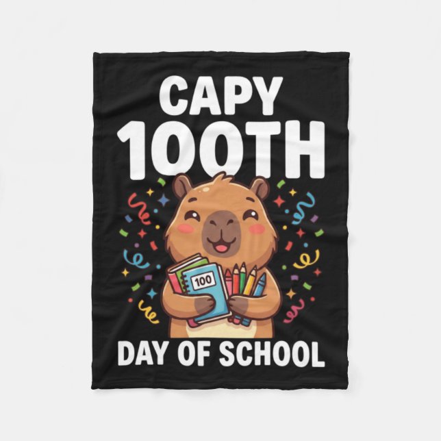Couverture Polaire Capybara 100e jour d'école Mignon Capy Animal (Devant)