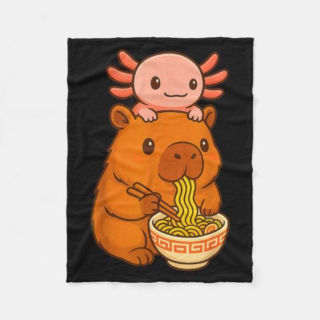 Couverture Polaire Capybara Anime Ramen Axolotl Funny Graphic Kawaii  (Devant)